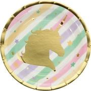 Sparkle Unicorn Round Paper Dessert Plates 24 Count for 24 Guests