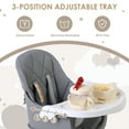 thumbnail image 3 of LINLUX Wood Baby High Chair, 7 in 1 Convertible Highchair, Infant Feeding Chair, Toddler Chair Gray, 3 of 14