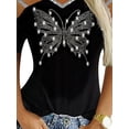 thumbnail image 6 of Gvmfive Women Blouses Rhinestone Short Sleeve Cold Shoulder Tunic Tops T Shirts, 6 of 6