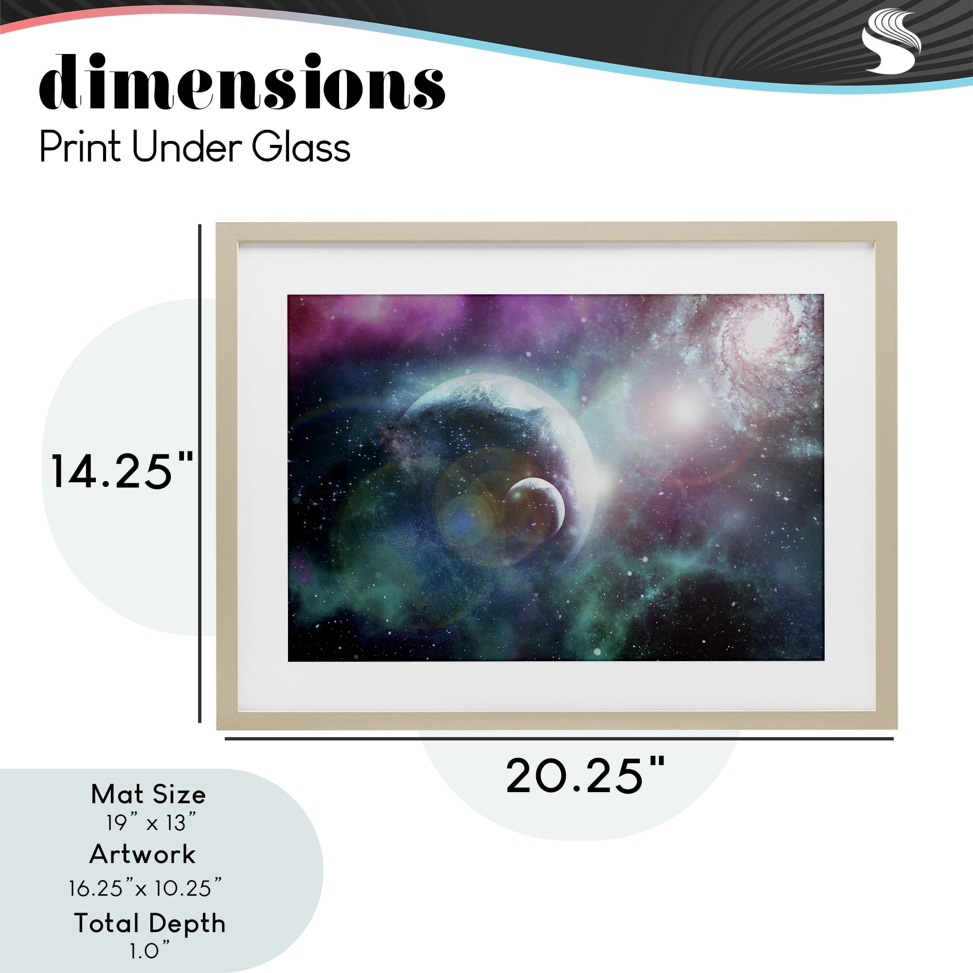 Eclipsing Cosmos Planets Birch Framed Print Under Glass, design by Ali Chris