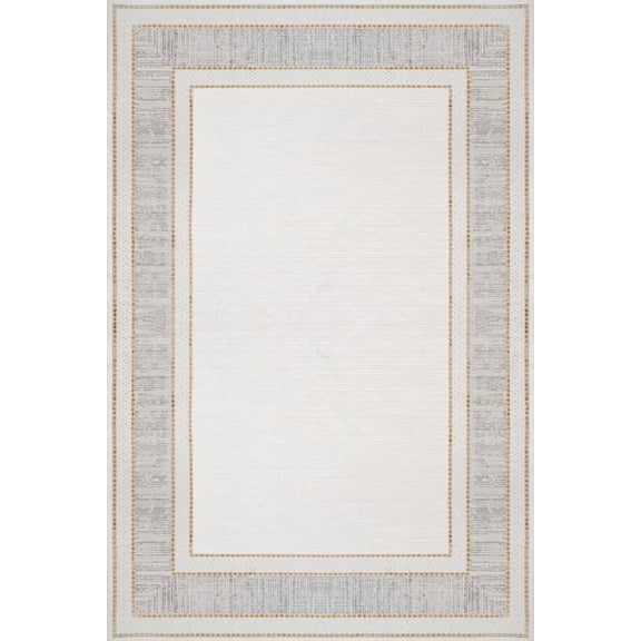 Grey Framed Area Rugs for Living Room Washable Rugs Boho Moroccan Area Rug Soft Neutral Geometric Bohemian Carpet Distressed Indoor Rug for Bedroom Dining Room Office Foldable Nonslip Rug