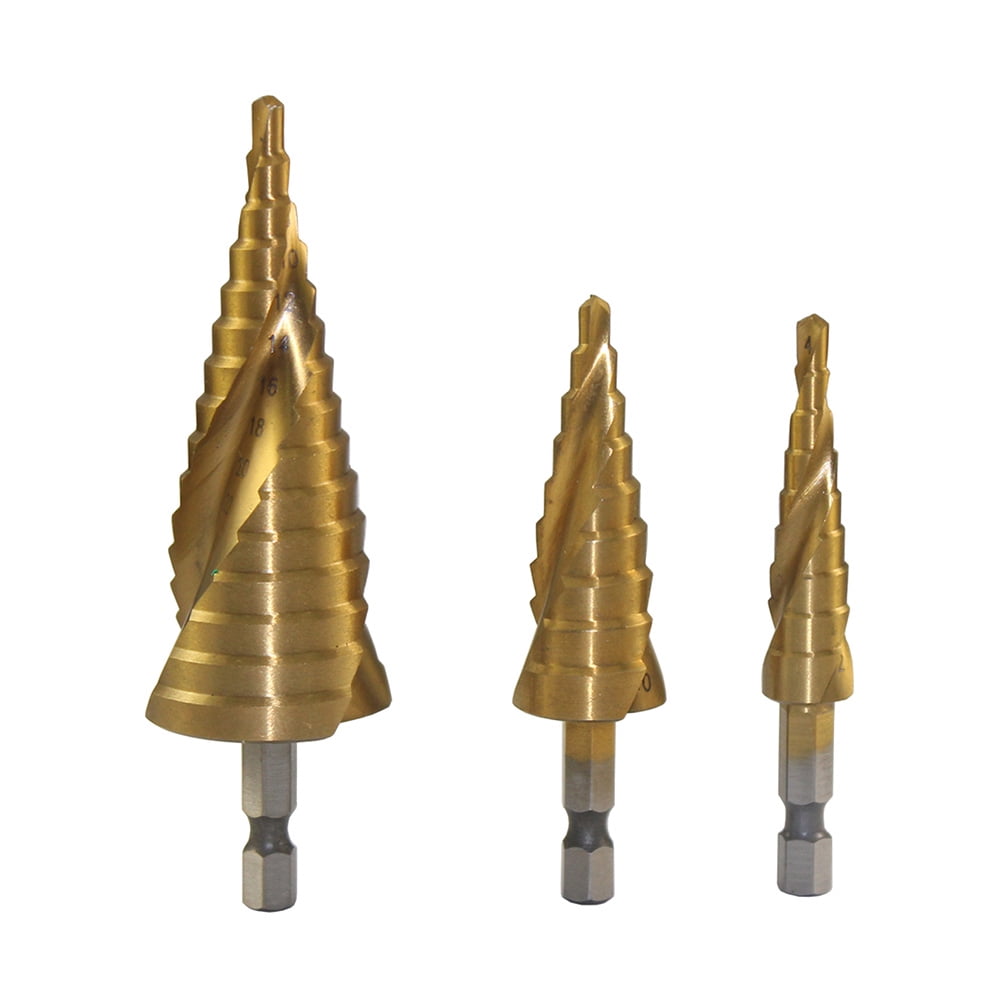 GUONING-L Step Drill Bits High Speed Steel Step Drill for Metal Woodworking Titanium Step Bit Tools Spiral Groove Ladder Drill Bit Tools GUONING-L Step Drill Bits High Speed Steel Step Drill for Metal Woodworking Titanium Step Bit Tools Spiral Groove Ladder Drill Bit Tools