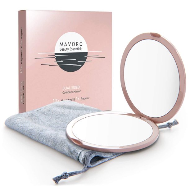 Magnifying Compact Mirror 10X Magnification 1X Mirror 2sided, 4 inch