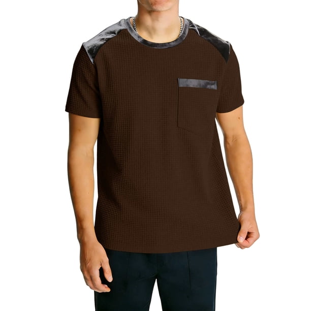 Camisas de Manga Corta para Hombres Casual Slim Fit Cuello Redondo Bottoming T Shirt Blusa de Verano