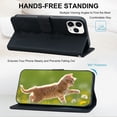 thumbnail image 3 of ELEHOLD Case for iPhone 11 Pro, Premium PU Leather Wallet Flip Case Folio Cover with Card Holder Kickstand,Black, 3 of 6