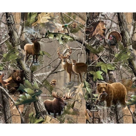 Camo Hunting Deer Bear Elk Turkey Birthday Edible Icing Image Cake Topper, by Tnct.