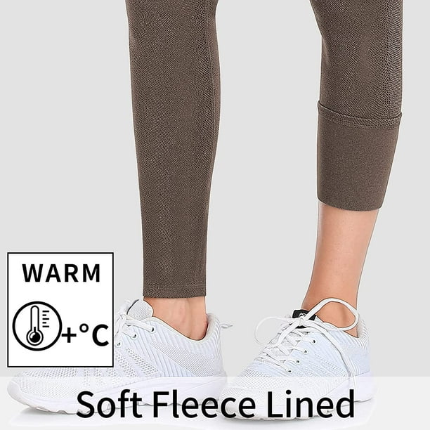 Fleece Lined Leggings with Pockets Women Winter Thermal Insulated Yoga  Pants 