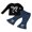 Black, variant on Miaouyo Kid Girls Pants Set, Long Sleeve Bow Print T-shirt with Denim Flare Pants Fall Outfit