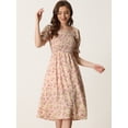 thumbnail image 2 of Vestido midi fruncido con volantes y manga corta de verano para mujer Rosa Allegra K, 2 of 6