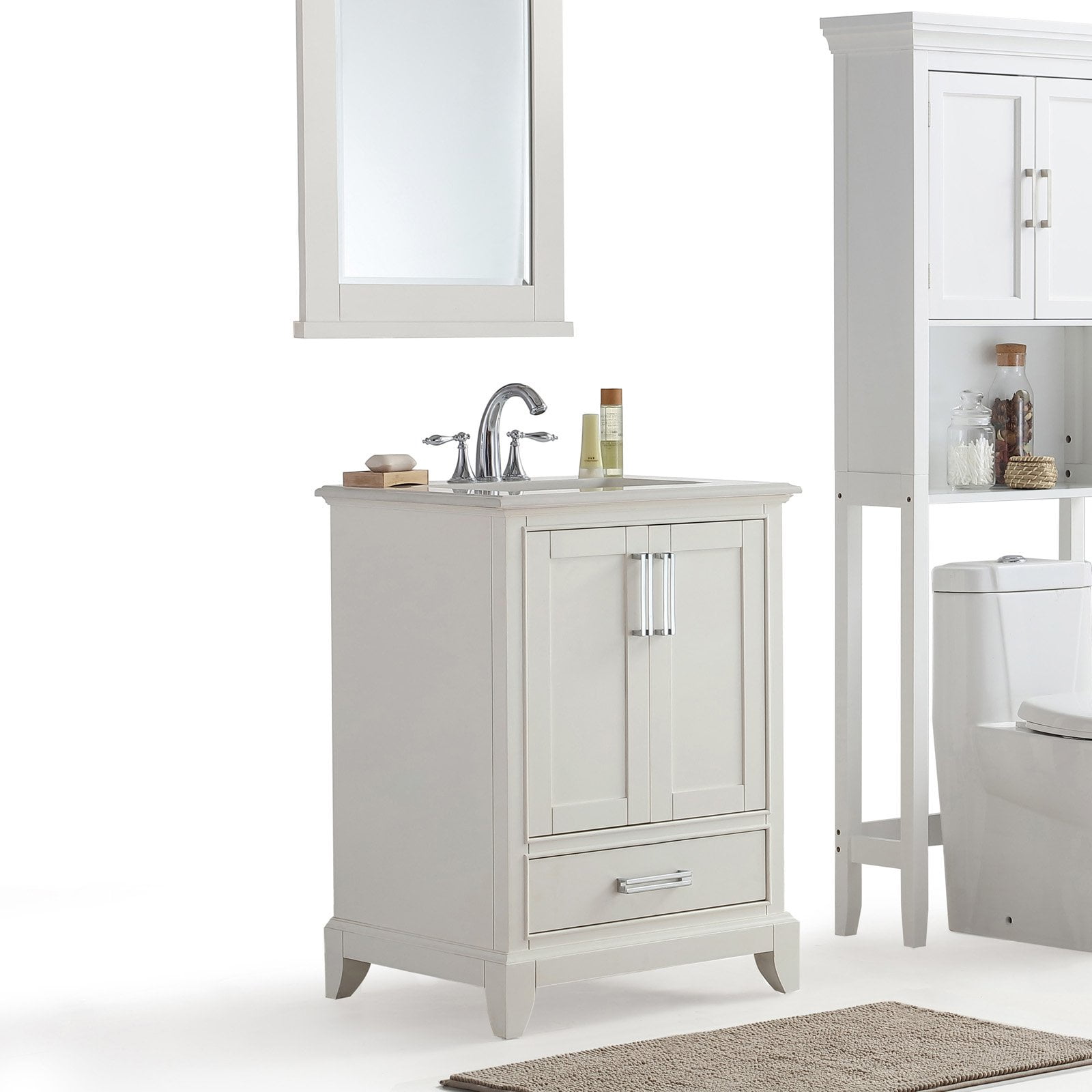 Simpli Home Elise 24 Bath Vanity With Bombay White Quartz Marble Top Walmart Com Walmart Com