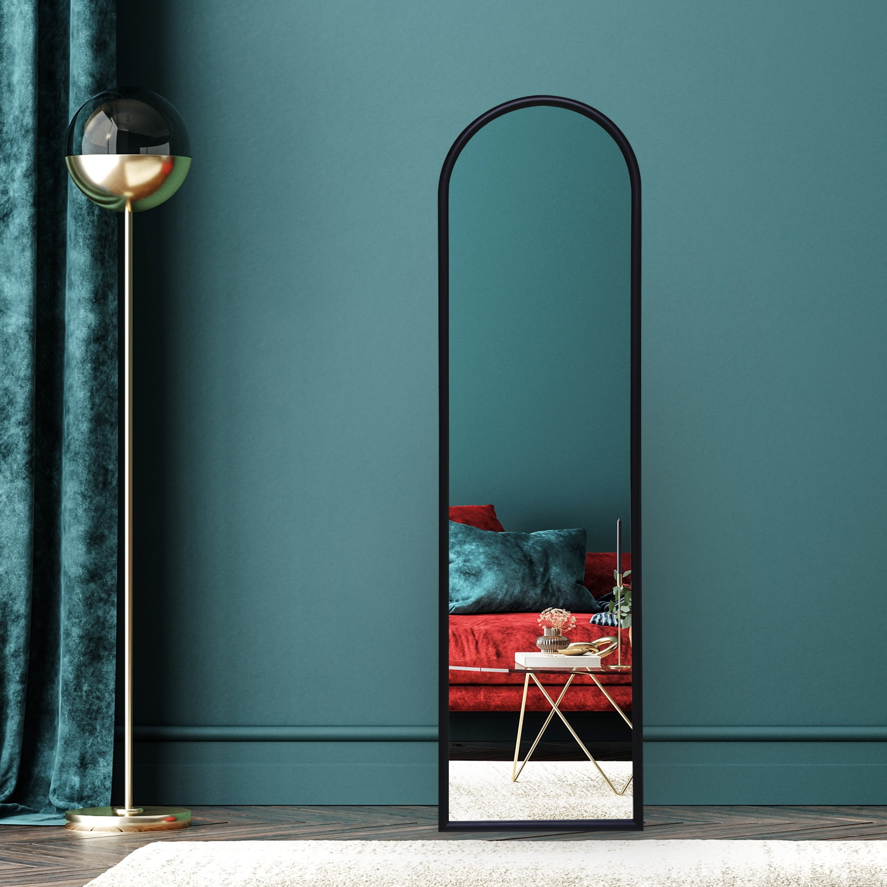 Americanflat - 15x59 Black Framed Curved Arched Mirror for Bedroom Living Room Bathroom