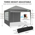 thumbnail image 5 of COBIZI Canopy 10x10 Pop Up Canopy Waterproof Canopy Tent Straight Leg Pop Up Tent with 4 Sidewalls Outdoor Commercial Instant Shelter Canopy Tent for Party Camping Beach,Gray, 5 of 13
