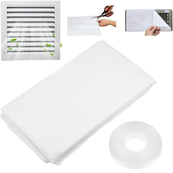 Tutuviw Air Vent Filter Cotton with Tape,Electrostatic Filter Cotton,Polyester Floor Vent Filter,Purifiers Fan Filters,Filter Material for AC Vents Registers Grilles,Purify Air And Reduce Dust(White)