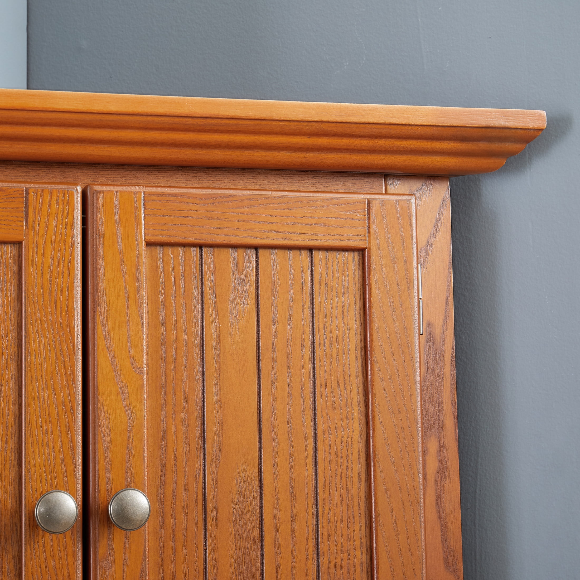 Noble House Willow 72" Corner Pantry Cabinet, 4-Tier Tall Kitchen Storage Bookshelf with Soft Close Doors, Oak