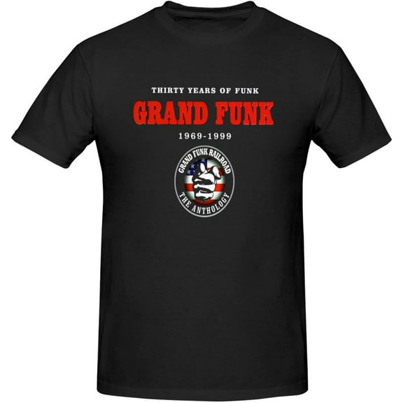 Grand Funk and Railroad Mens Casual Basic T Shirt Short Sleeve Funny Vintage Workout T-Shirt Black