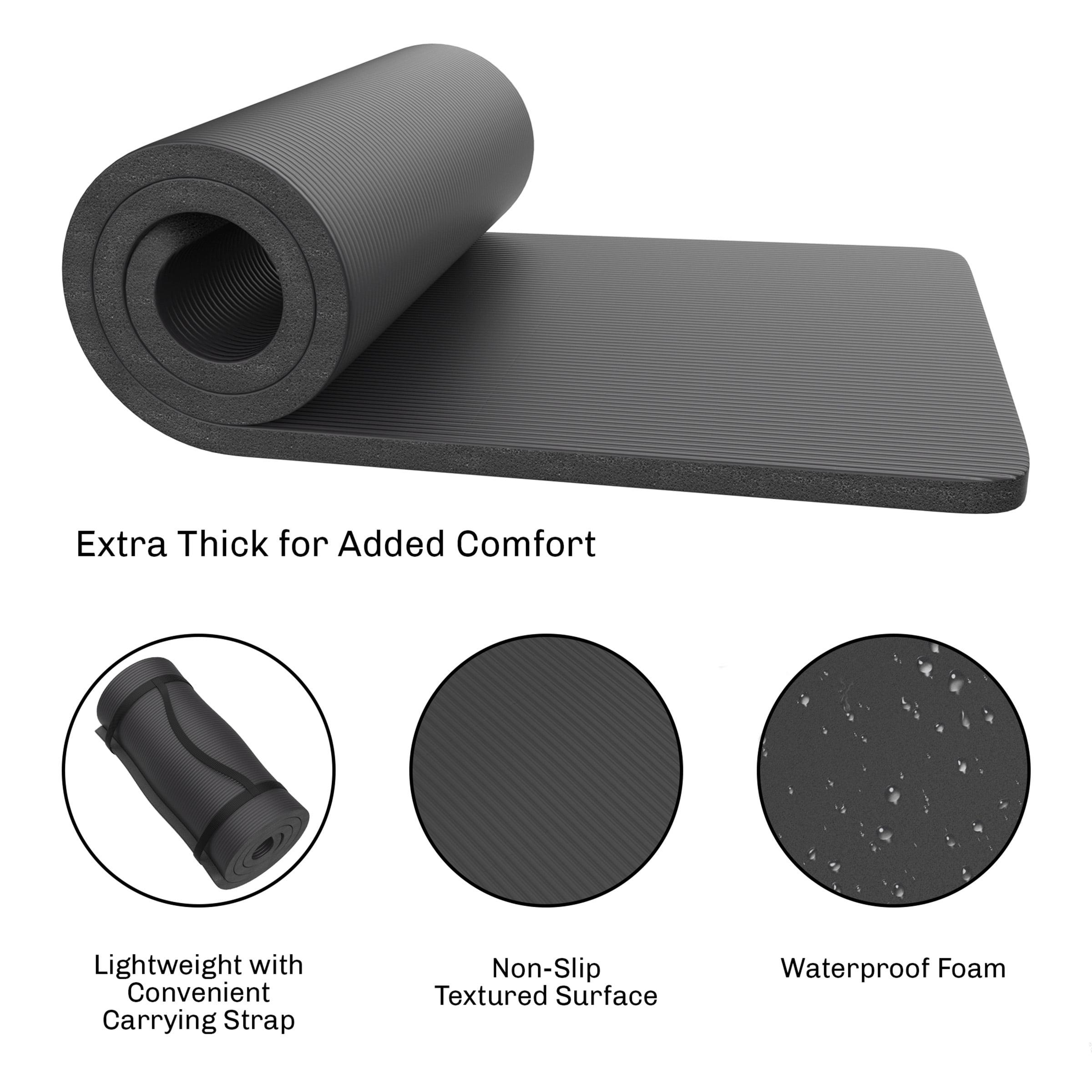 Wakeman Outdoors 1.25-Inch-Thick Foam Sleeping Pad for Camping (Black)