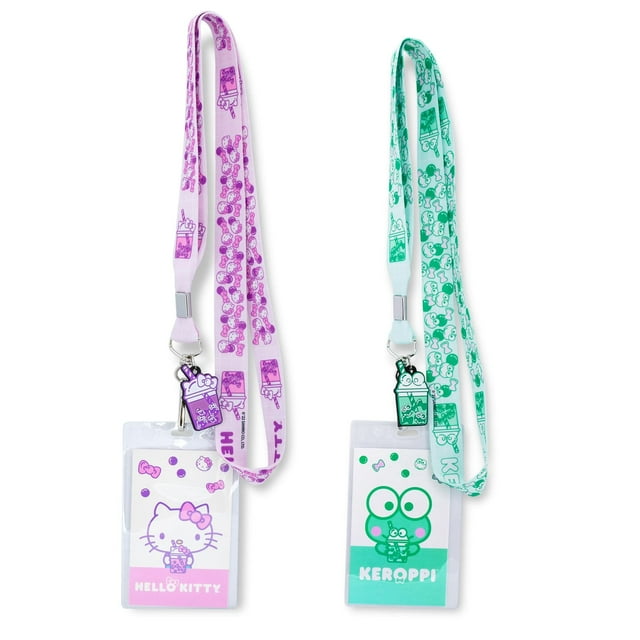 Juego de cordones Sanrio Hello Kitty y Keroppi Boba Tea con identificación