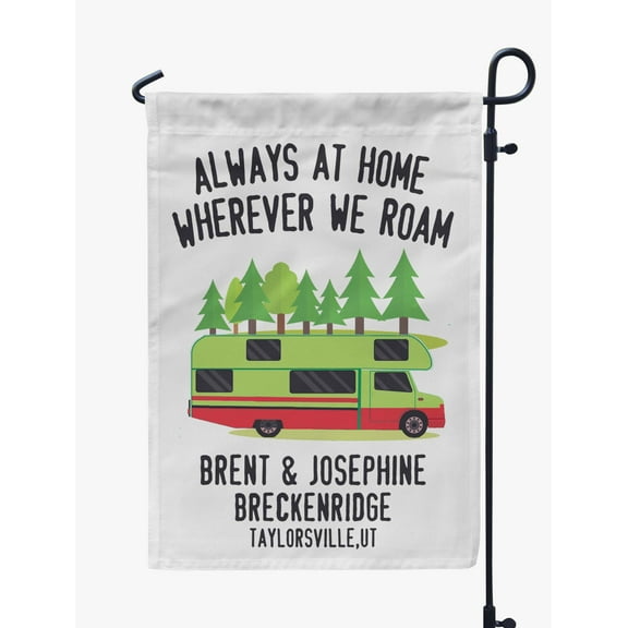 Printtoo White Always At Home Wherever We Roam Class C Motorhome Personalized Camping Flags For Campers Double SidedFlagCampsiteFlagOutdoor Garden Sign