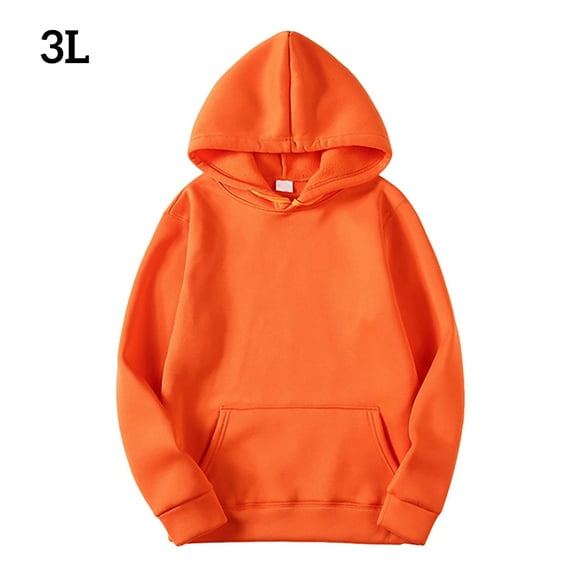 Hoodie Cotton Unisex Hooded Sweatshirt Sweat Absorbing Warming Sweater Hoodie, Orange, 3XL