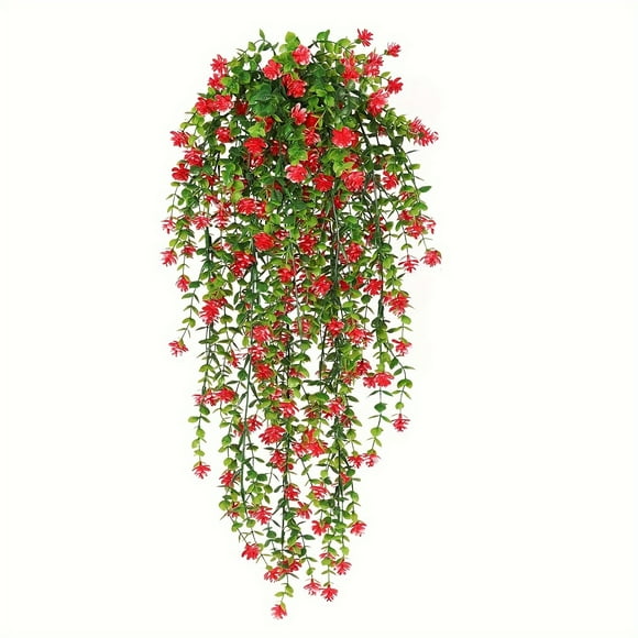 2 Pcs Artificial Hanging Flowers, UV Resistant Artificial Hanging Plant Bouquets Outdoor Indoor Fake Hanging Plants Flowers Artificial Flowers Wall Home Garden Wedding Decoration