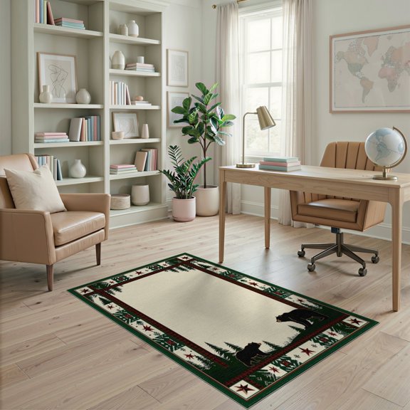 ODIKA Cabin Cowboy Motif Mens Decorations Reindeer Lone Southwestern Non-Slip Chair-Friendly for Home Office, Gaming Room, Under Desk