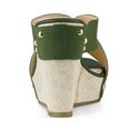thumbnail image 3 of BLISSFUL STEP Women's Platform Slide Wedge Sandals Dark Green (Size 7.5), 3 of 6