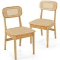 thumbnail image 1 of Costway Rattan Accent Chairs Set of 2 Bamboo Frame Cane Woven Backrest &Seat Dining Room, 1 of 8