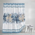 thumbnail image 3 of Blue Starfish Coastal Shower Curtain, Ocean Beach Coral Nautical Botanical Waterproof Shower Curtain Set with 12 Hooks Lightweight Bath Curtains Fabric Bathroom Decor 72x84 Inches, 3 of 9