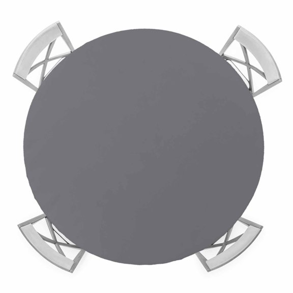 Elastic Fitted Round Tablecloth, Grey Pure Color Waterproof Stretch Table Cover for 55"-60" Tables, Aesthetics Contemporary Luxury Washable Outdoor Tablecloths for Patio, Picnic, Camping
