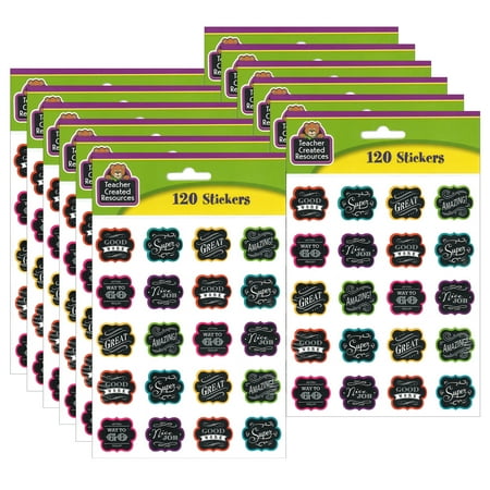 UPC: 0194629035533 | Teacher Created Resources Chalkboard Brights Stickers 120 Per Pack 12 Packs