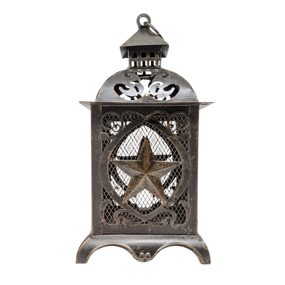 Rustic Western Lantern Lamp with Star Silhouette – Vintage Plug-In Metal Table or Hanging Light – Decorative Country Lodge Home Accent – Unique Gift for Living Room, Bedroom, or Office