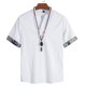 thumbnail image 2 of Camisa Hombre Moda de primavera y verano para hombre, camisa informal de manga corta con cuello levantado, camisetas transpirables para hombre (White, 5XL), 2 of 4