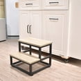 thumbnail image 2 of Step Stool, Bedside Steps for High Beds with Round Corners, 2 Steps Footstool for Adults, Metal and Wood Stepping Stool for Kitchen Bedroom, Load 500 LB, Black, 2 of 10