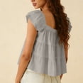 thumbnail image 6 of Crop Tops for Women Summer Cap Sleeve Square Neck Ruffle Layered Loose Lightweight Beach Vacation Tank Tops, 6 of 6