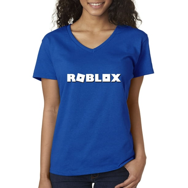 Trendy Usa Trendy Usa 923 Women S V Neck T Shirt Roblox Logo Game Accent Xl Royal Blue Walmart Com Walmart Com - roblox blue logo t shirt roblox