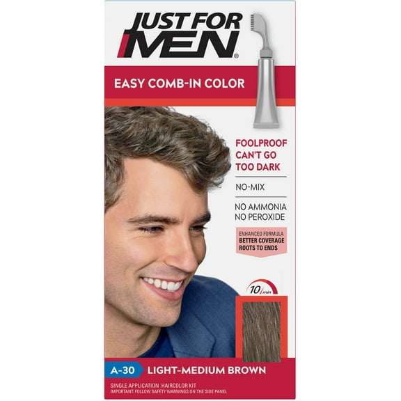 JUST FOR MEN AutoStop Foolproof Haircolor, Light-Medium Brown A-30 1 ea (Pack of 3)