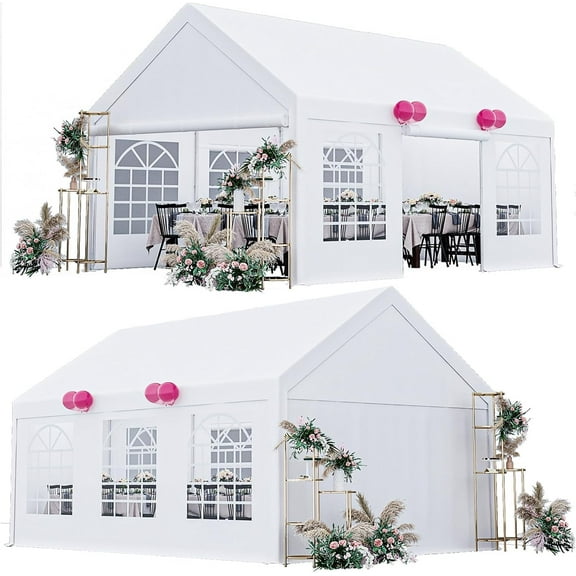 13x20 Ft Heavy Duty Party Tent, Wedding Event Shelter with 2 Black Oxford Carry Bags and Removable Sidewalls, White Roof Outdoor Commercial Fair Canopy Tent for Patio Garden Events