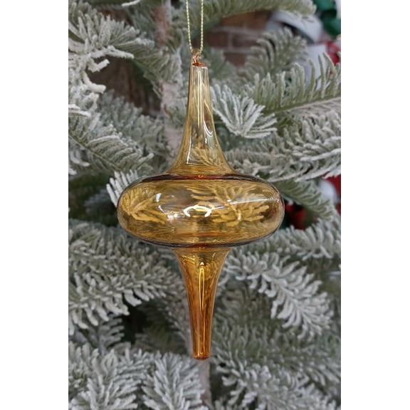 Amber Spire Christmas Glass Ornament Wizardi F07M10-15