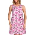 thumbnail image 1 of Kdxio Robe d'Été Sans Manches à Imprimé Flamants Roses pour Femmes, Décontractée, Ample, avec Poche, 1 of 7