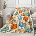 thumbnail image 2 of Fall Throw Blanket, Pumpkin Spice Pumpkins Throw Blanket Fall Pumpkins Throw Blanket, Autumn Pumpkins Leaves and Berries Soft Warm Fleece Blanket for Living Room Couch Bed Chair Dorm, 50"x60",Orange, 2 of 4