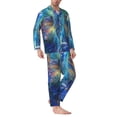 thumbnail image 2 of Naloa Colorful Winged Dolphin Men’s Pajamas Set - Long Sleeve Button Down Sleep Shirt and Pajama Bottoms Sleepwear Set-Medium, 2 of 7