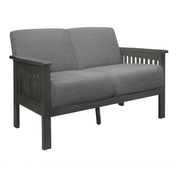 Newboti Furniture Classic Living Room 1pc Loveseat Gray Cushion Seat and Back Solid Rubberwood Furniture Transitional Style 04473