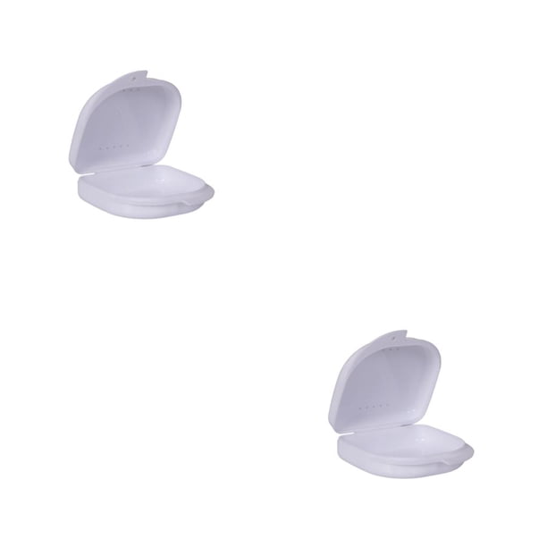Guardurnaity Caja de almacenamiento para dentaduras postizas de 2 piezas, reemplazo portátil lavable, contenedor de caja de drenaje resistente a Blanco 2Conjunto