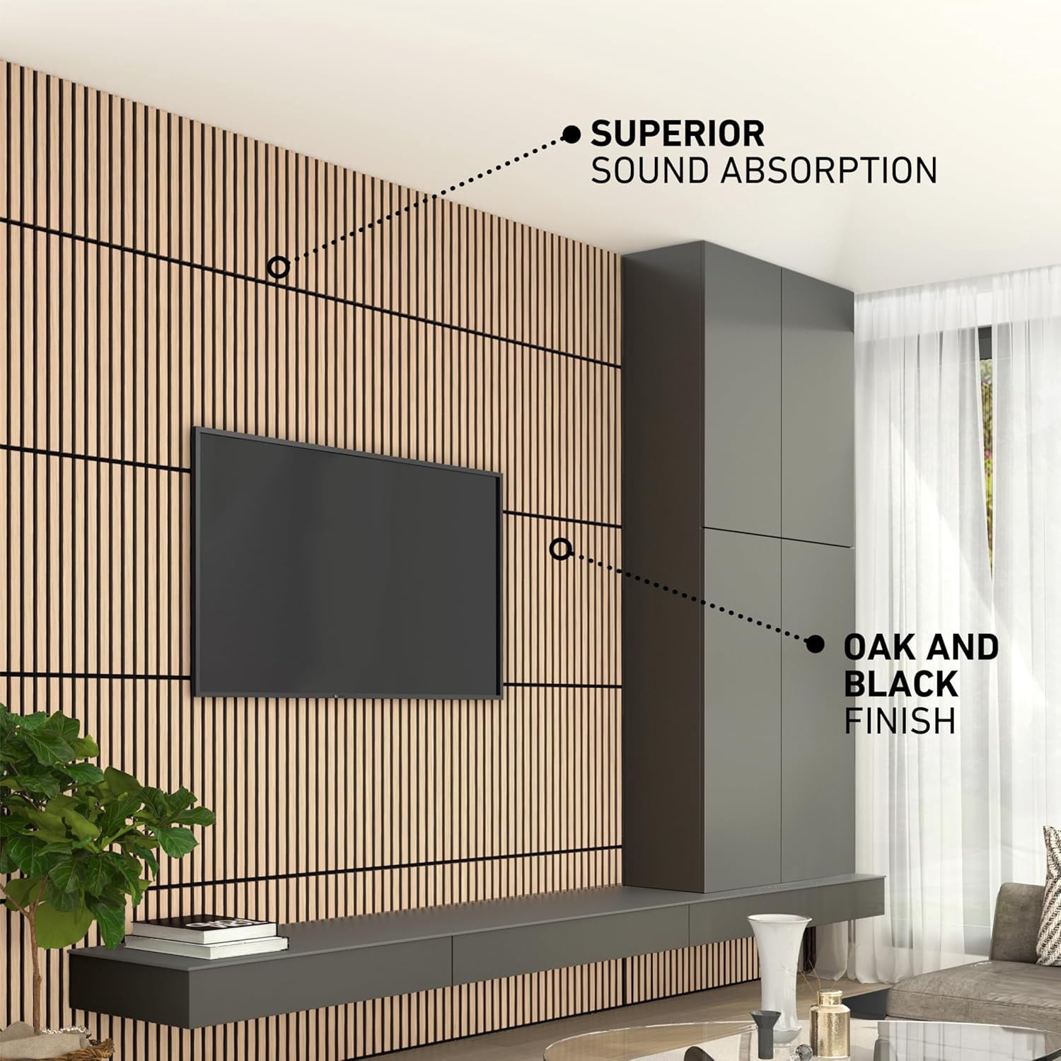 Artika Sonolok Sound-Absorbing Panel Kit, Oak and Black, 15.5 Sq Ft (4 Panels)