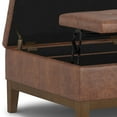 thumbnail image 6 of Simpli Home Dover 36 inch Wide Contemporary Square Lift Top Coffee Table Storage Ottoman in Distressed Saddle Brown Vegan Faux Leather, Assembled, 6 of 9