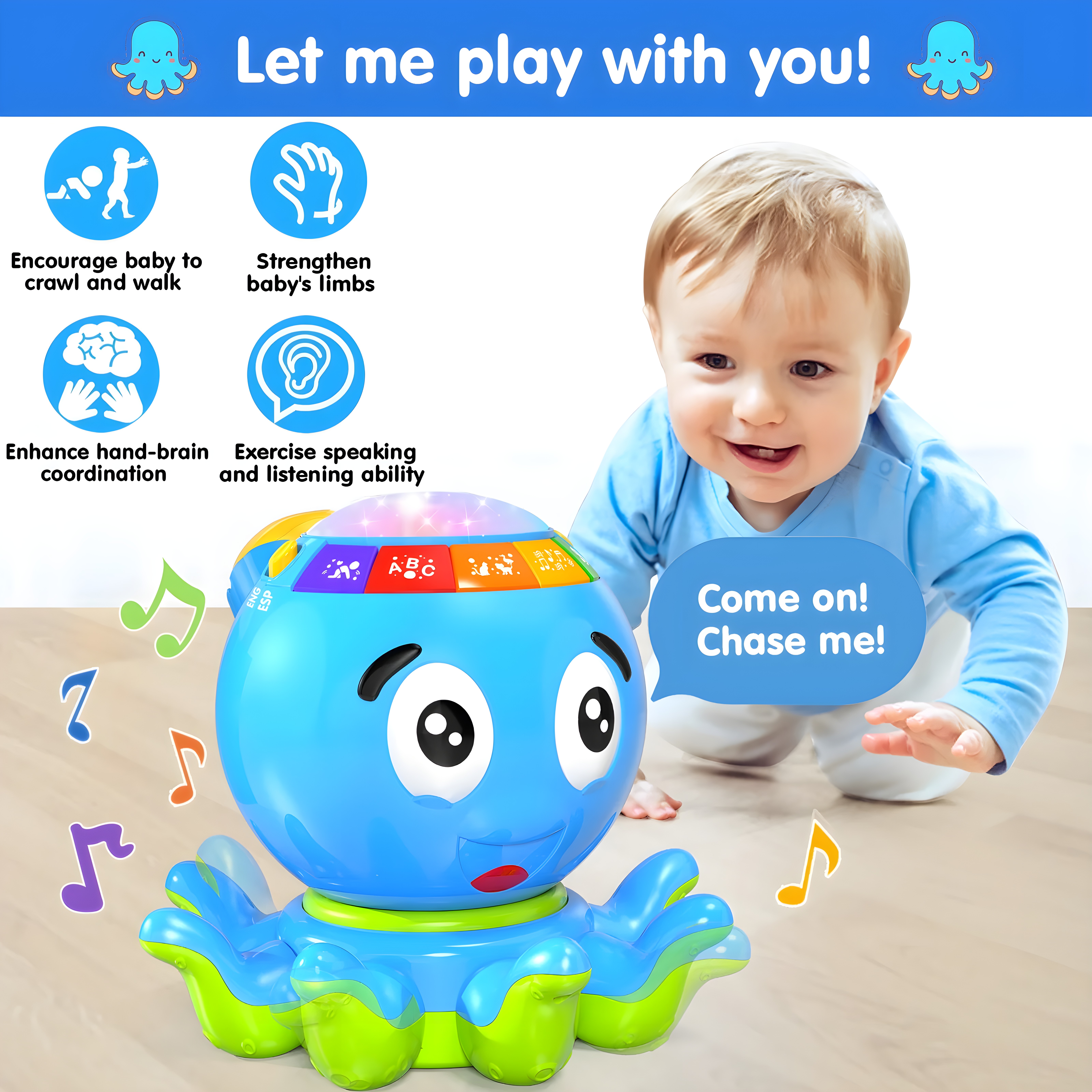 MOONTOY Baby Toys 6-12 Months, Crawling Toys for 3 4 5 6 7 8 9 10 11 12 Months, Infant Light up Music Toys Tummy Time Early Learning Educational Toy 12-18 Months Toddler 1st Boys Girls Birthday Gifts