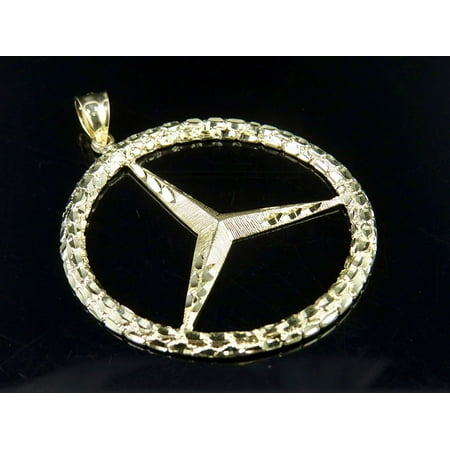 10k Gold Logo Charm - Men's 10K Yellow Gold Mercedes Nugget Logo Charm Pendant 2