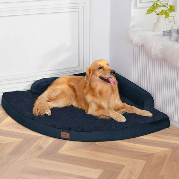 Cama ortopédica grande para perro MEKIY XL impermeable azul marino