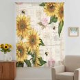 thumbnail image 3 of Sunflower Sheer Curtains 54 Inches Long, Farmhouse Floral Bee Brown Vintage Pink Yellow Light Filering Curtains, Breathable Simi Curtain Privacy Drapes for Kitchen Bathroom Small Window Treatment, 3 of 9