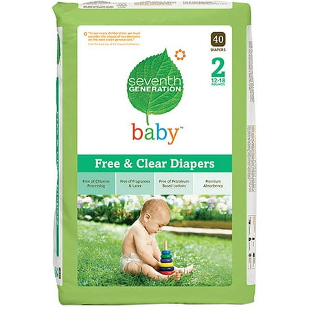 Seventh Generation - Free & Clear Diapers, 40 count (size 2)